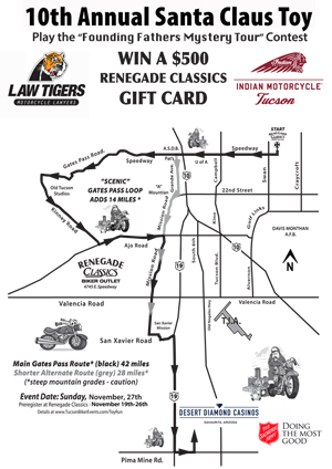 Renegade Classics Toy Run Route Map